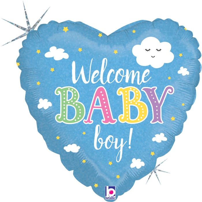 Ballon Alu Coeur - Welcome Baby Boy (46cm) 