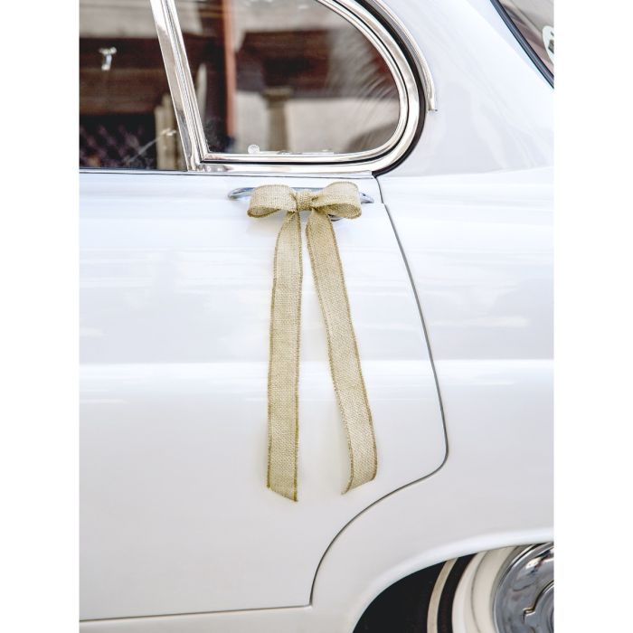Décoration voiture mariage champêtre - Kit : Nœud en Jute – La Boite à  Dragées