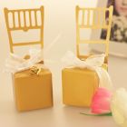 Gold-plated wedding favor box and place card "Petite Chaise" (10pcs)