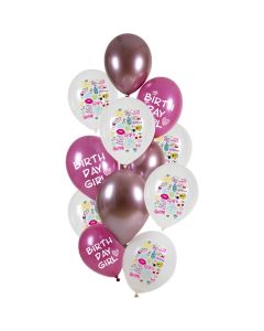 Ballons latex - Birthday Girl - 33cm (12pcs)