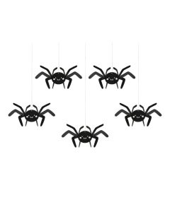 Araignées noires à suspendre (5pcs)