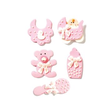 Sugar ornaments - Pink baby (5pcs)