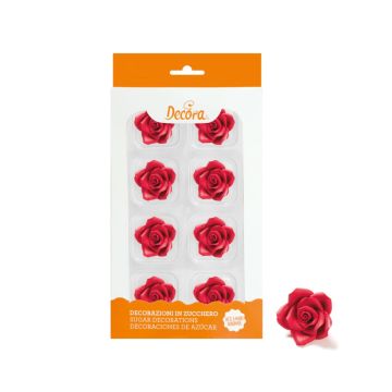Sugar ornaments - Red rose ø 3,5 cm