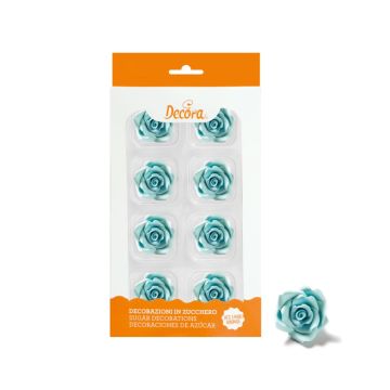 Sugar ornaments - Blue rose ø 3,5 cm