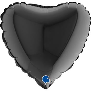 Alu Heart Balloon Black (22cm)