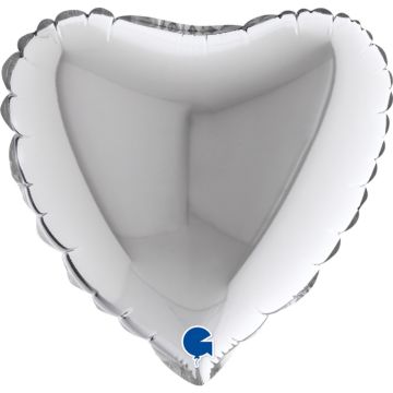 Ballon Alu Cœur Argenté (22cm)