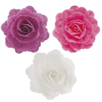 Roses en azyme violet, rose et blanc (15pcs)