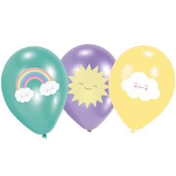 Ballons latex - Arc-en-ciel et nuage (6 pièces)