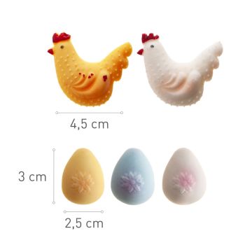 Zuckerdekorationen - Eier und Hühner (5St.)