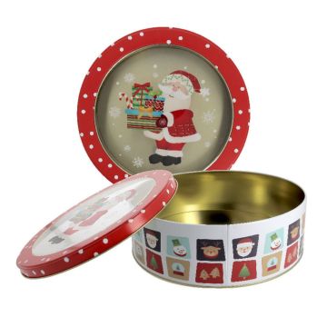 Boîte à biscuit ronde - Père Noël