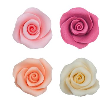 Déco en sucre - 4 Roses Colorées (10pcs)
