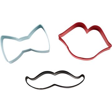 Emporte pièces - Noeud Moustache Bouche (3pcs)