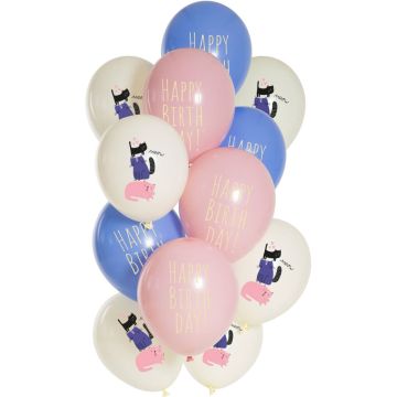 Latex balloons - Birthday Kitty - 33cm (12pcs)