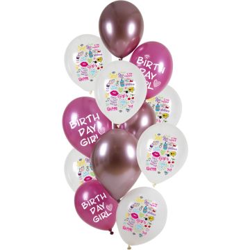 Latexballons - Birthday Girl - 33cm (12St.)