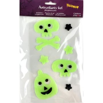 Gel sticker Phosphorescent Halloween - Têtes de mort