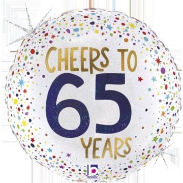Round Aluminium Balloon - Cheers to 65 Years (46cm)