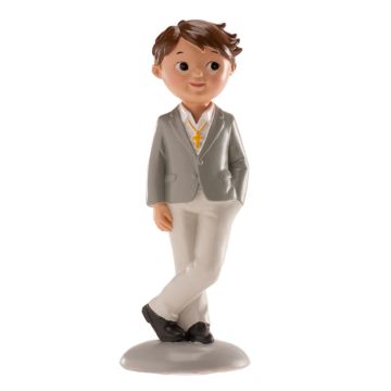 Communion figurine - Full boy grey (15cm)
