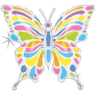 Alu-Ballon - Glitzernder Schmetterling (84cm)