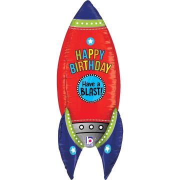 Alu-Ballon - Rakete Happy Birthday (91cm)