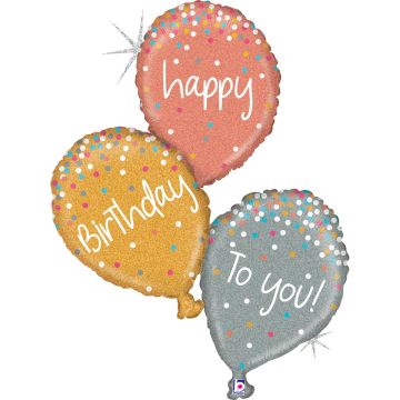 Alu-Ballon -Glitzernde Ballons - Happy Birthday to you! (81cm)