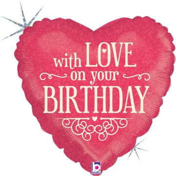 Ballon Alu Coeur - With Love on you Birthday (46cm)