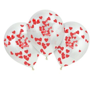 Ballons confettis coeur rouge (3pcs)