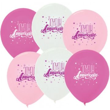 Happy Birthday Ballon - Rosa Töne (6St.)