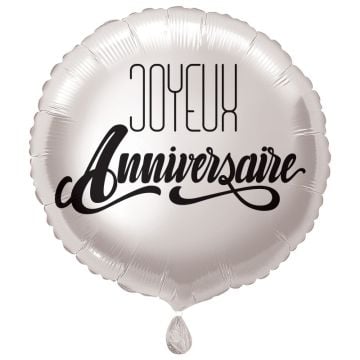 Ballon alu Joyeux Anniversaire Argenté