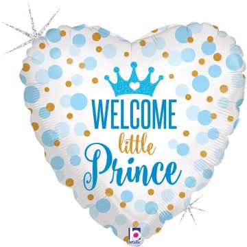Alu-Ballon Herz - Welcome Little Prince (46cm)