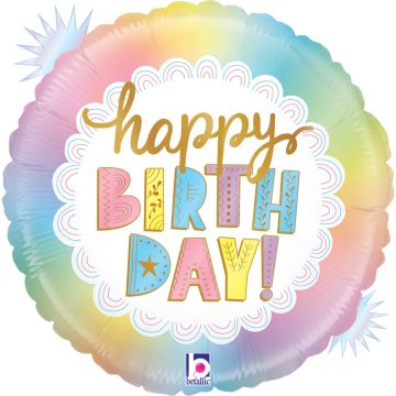 Ballon Alu - Happy Birthday Pastel (46cm)