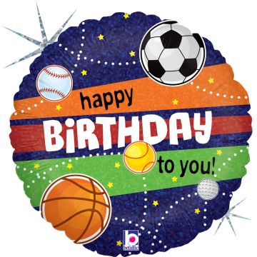 Ballon Alu - Happy Birthday - Sports (46cm)
