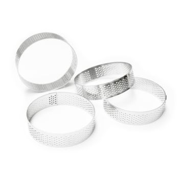 Round perforated tartlet rings 8cm (4pcs)