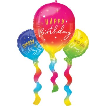 Alu-Ballon - Happy Birthday Mehrfarbig