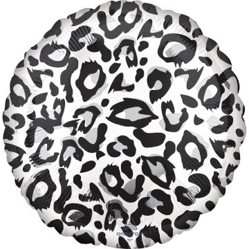 Round Alu Balloon - Leopard White Black