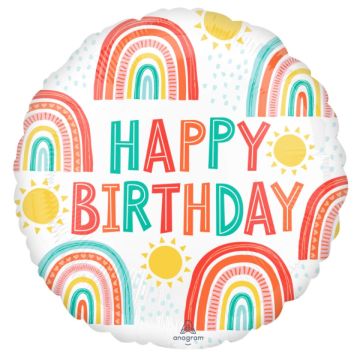 Alu-Ballon - Happy Birthday Regenbogen