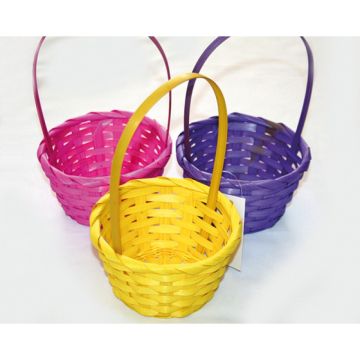 Woven basket with long handle
