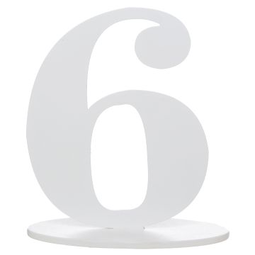 White Number 6 table marker