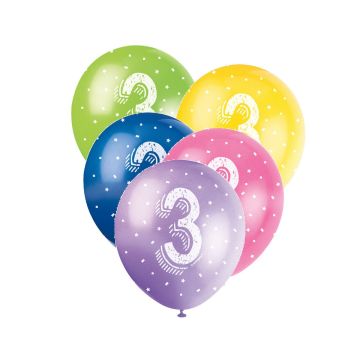 Balloons 3 years Assorted 30cm (5pcs)