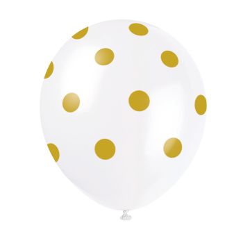 Luftballons Dots Gold 30cm (6Stk)