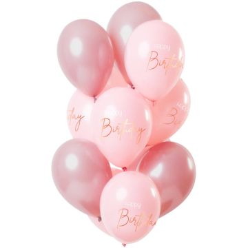 Latexballons - Birthday rosa - 33cm (12St.)
