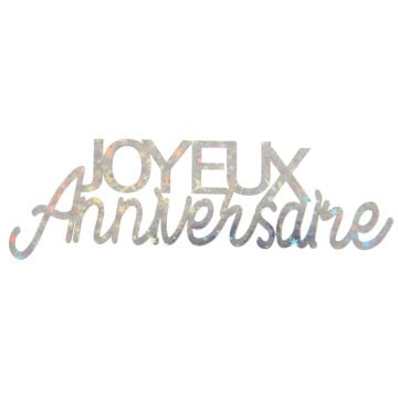 Décos à parsemer Joyeux Anniversaire Argent (2pcs)