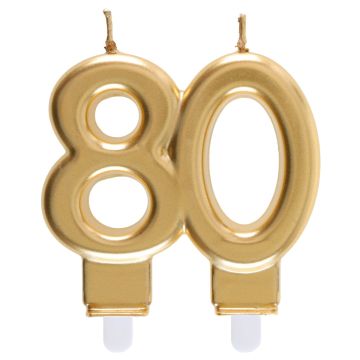 Candle Number 80 - Gold (9cm)