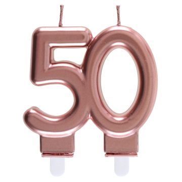 Candle Number 50 - Pink gold (9cm)