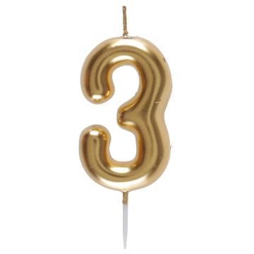 Bougie Chiffre 3 - Or (9cm)