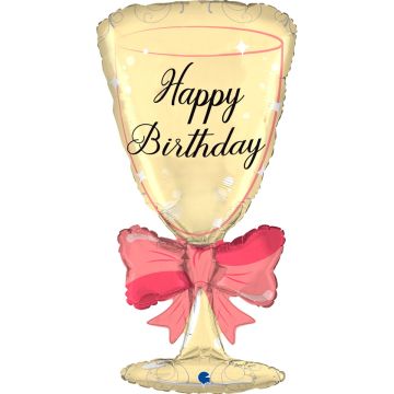 Ballon alu - Happy Birthday Champagne