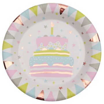 Plates - Cake and candle (10pcs)