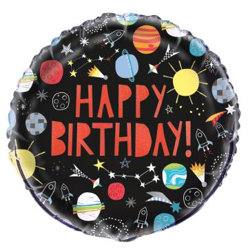 Happy Birthday Ballon - Space - 45cm