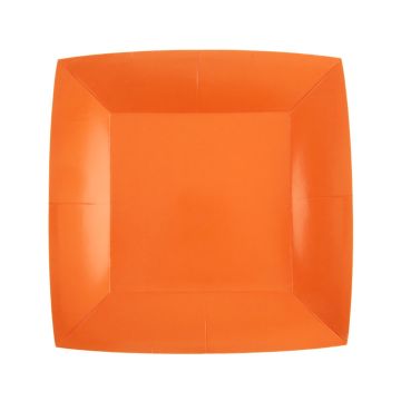 Orange square plates 18cm (10pcs)