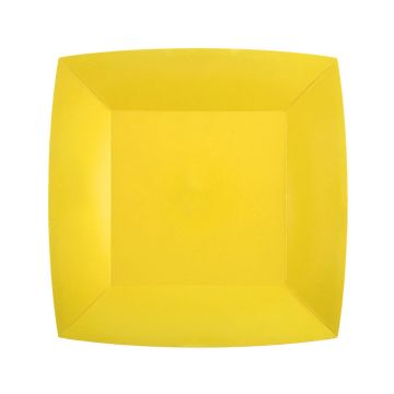 Yellow square plates 18cm (10pcs)