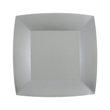 Square silver plates 18cm (10pcs)